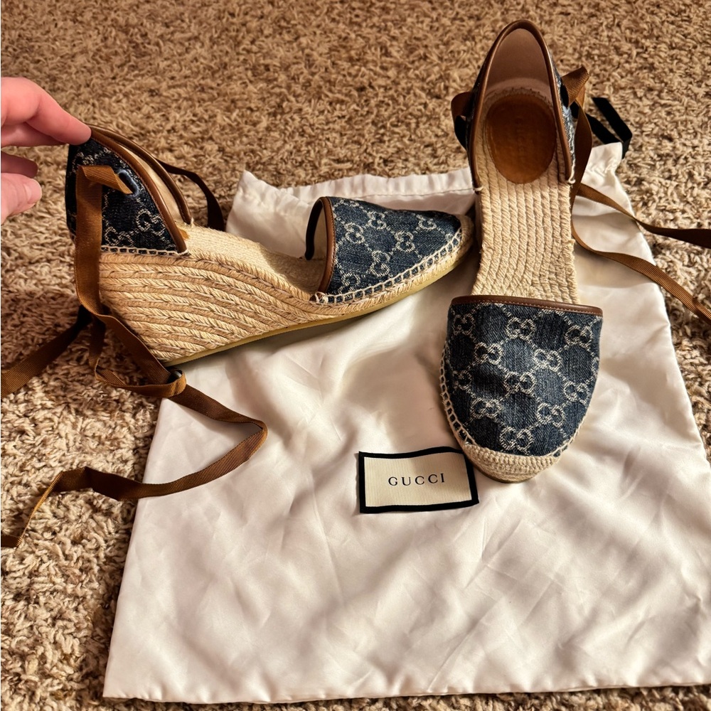 Gucci Denim wedge sandals 42 - Picture 3 of 9